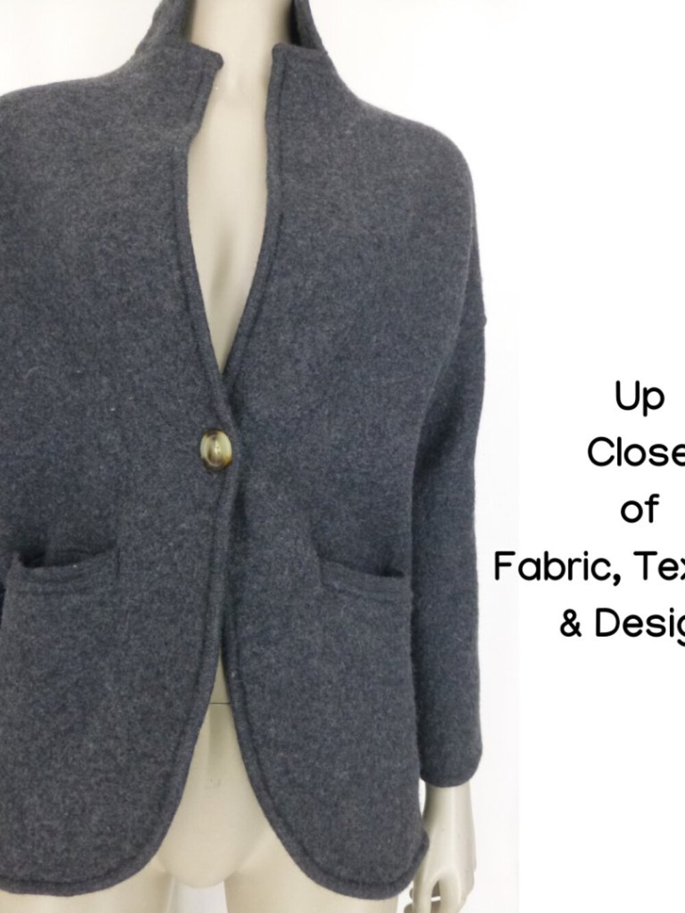 Madewell 100% Merino Wool Dark Grey On Button Blazer Jacket (Size XS) - Picture 5 of 11